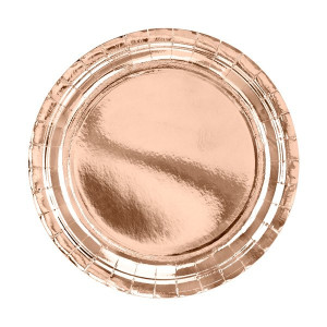 Metalický papierový tanier rose gold - 6 ks