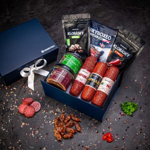 Giftboxeo darčekový box (royal blue) - Pre mäsožravca XXL