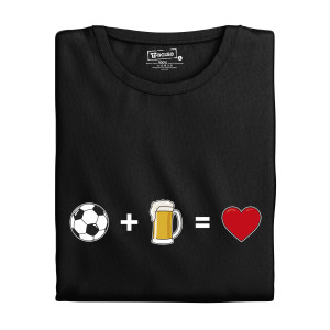 Pánske tričko s potlačou "⚽ + 🍺 = ❤️"