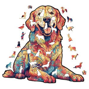 Drevené kreatívne puzzle - Zlatý retriever