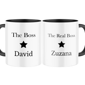 Keramické hrnčeky s potlačou "The Boss", "The Real Boss" s menom