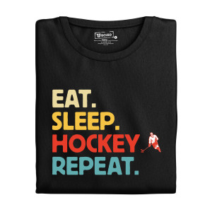 Pánske tričko s potlačou "Eat, sleep, hockey repeat"