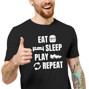 Pánske tričko s potlačou "Eat, sleep, play Football"