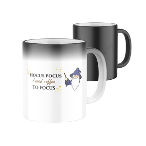 Hrnček s potlačou Hocus pocus, I need coffee to focus