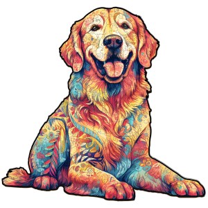 Drevené kreatívne puzzle - Zlatý retriever