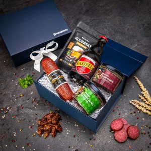 Giftboxeo darčekový box (royal blue) - Pivo & mäso