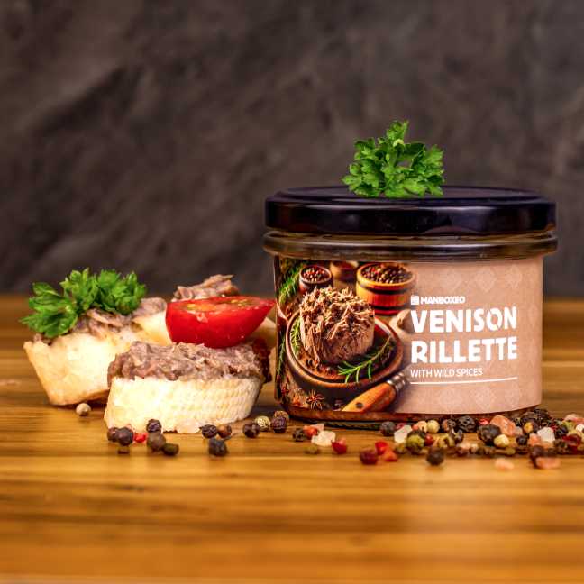 Rillette z jelenieho mäsa s divokým korením 170 g – Mr.HomeMade
