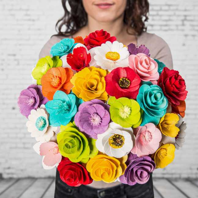 Veľká drevená voňajúca kytica mix farieb 