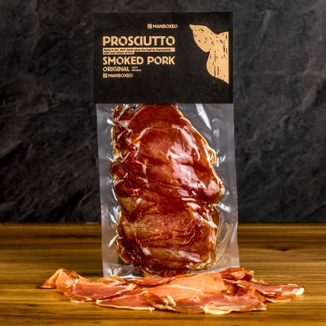 Prosciutto z bravčovej kotlety zaúdené studeným dymom 100 g