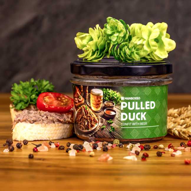 Trhaná kačica konfitovaná na ležiaku 170g