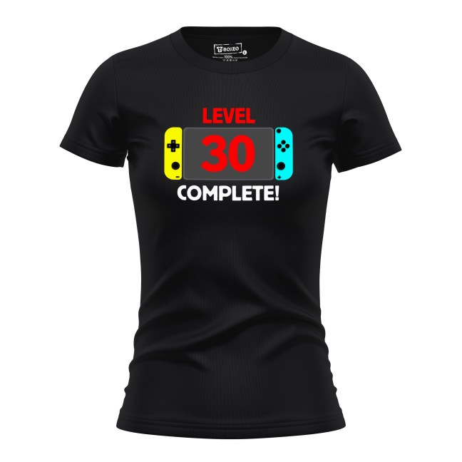 Dámske tričko s potlačou "Level complete" s vekom