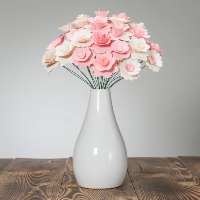 Veľká drevená voňajúca kytica ružová