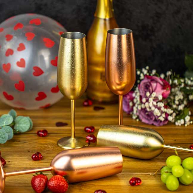 Set nerezových pohárov na šampanské - gold