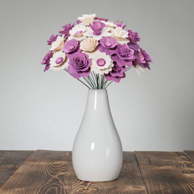 Veľká drevená voňajúca kytica fialová