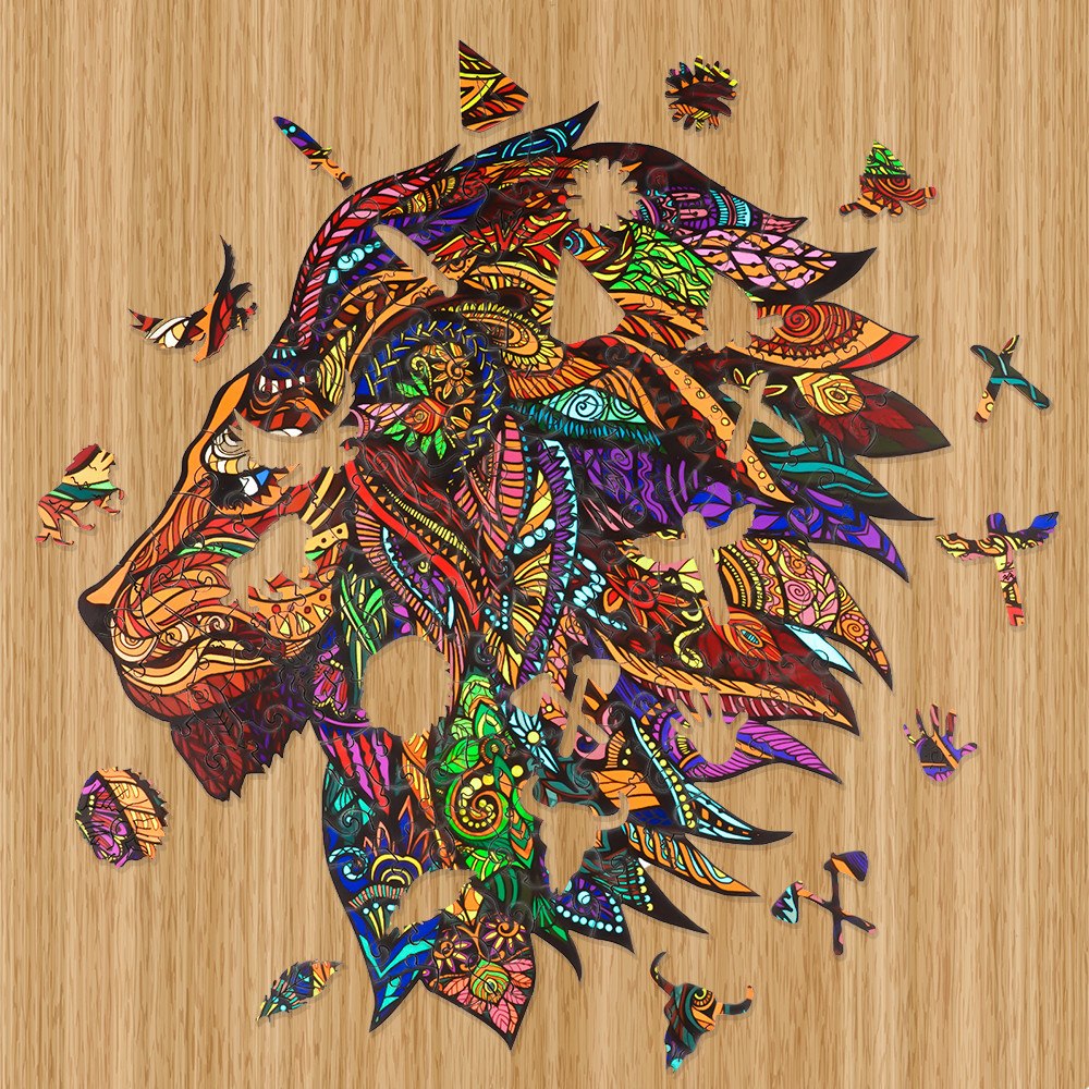 Drevené kreatívne puzzle Kráľ džungle | Drevené 3d puzzle, jigsaw puzzle | darček pre chlapcov, dievčatá, mužov, ženy, deti, k narodeninám, sviatku