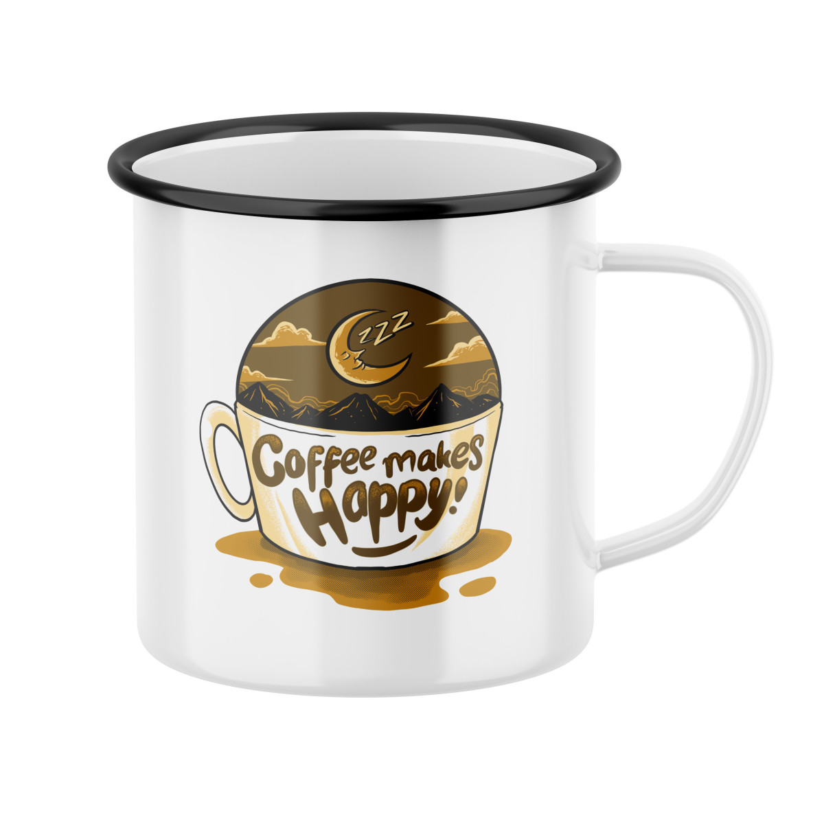 2+1 | Plecháčik s potlačou Coffee makes me happy | Darček pre mužov, ženu k narodeninám, sviatku, výročie | vtipný darček s potlačou | fotodarček