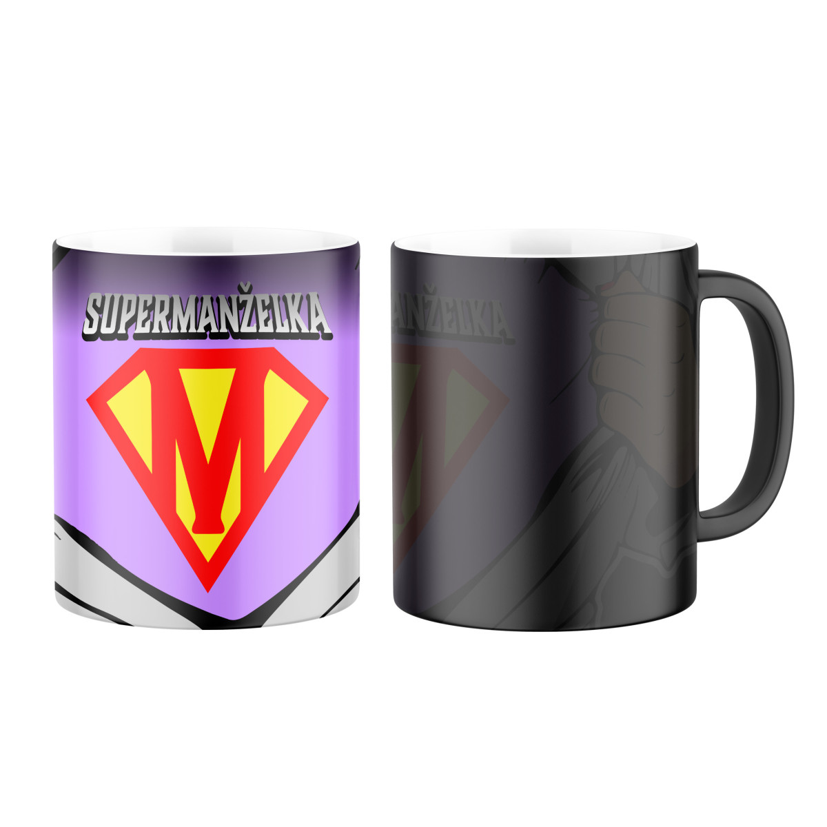 2+1 | Magický keramický hrnček s potlačou Supermanželka - celopotlač | Darček pre mužov, ženu k narodeninám, sviatku, výročie | vtipný darček s potlač