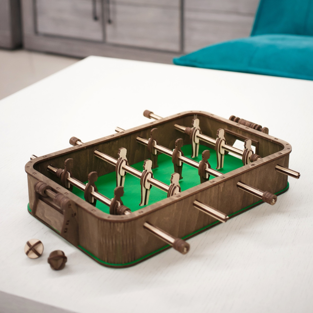 Skladací model stolného futbalu | Drevená stavebnica, 3d puzzle | darček pre chlapcov, dievčatá, mužov, ženy, deti, k narodeninám, sviatku