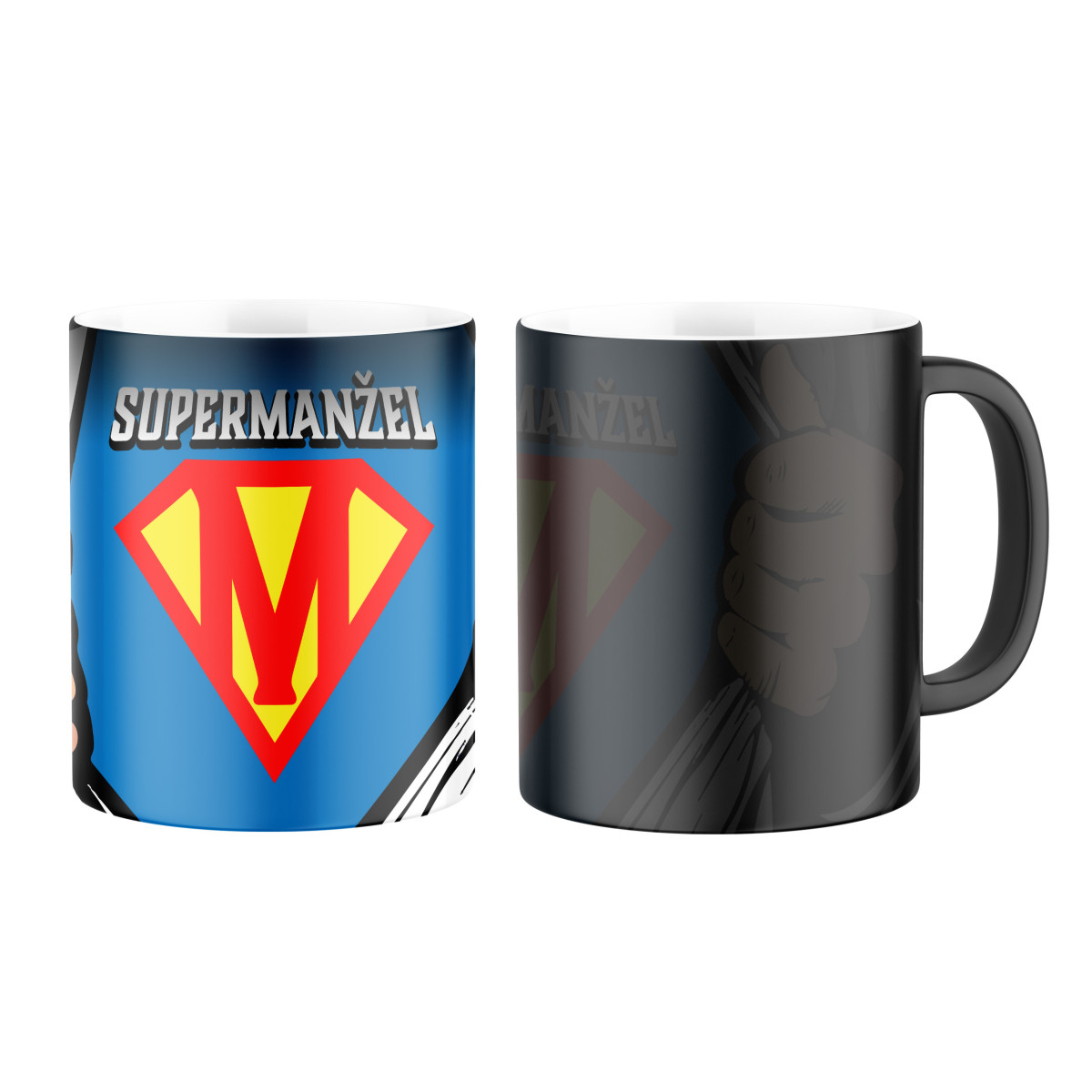 2+1 | Magický keramický hrnček s potlačou Supermanžel - celopotlač | Darček pre mužov, ženu k narodeninám, sviatku, výročie | vtipný darček s potlačou