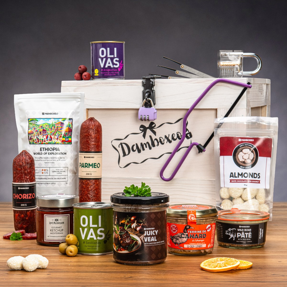Darčeková Truhlica s delikatesami | Darček pro mamu, ženu, kamaratku, babku | Darček k narodeninám | Darčekový mystery box, kôš