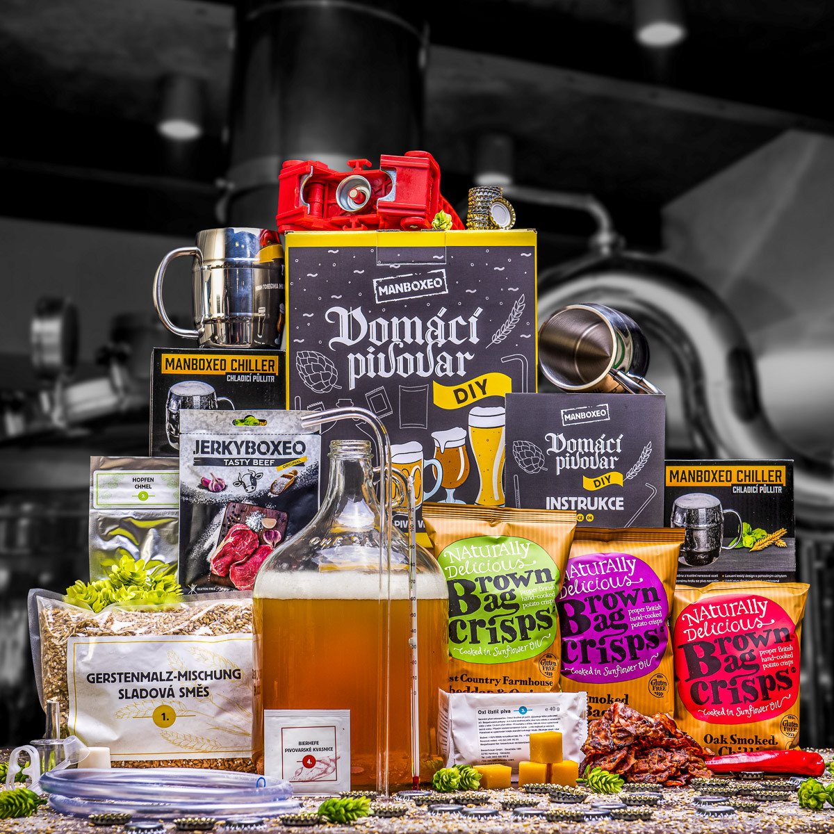 Manboxeo Domáci pivovar Premium XXL | Darček pre pivára, muža, manžela, chlapa | Pivné darčeky k narodeninám, sviatku, výročiu | Darčekový diy set