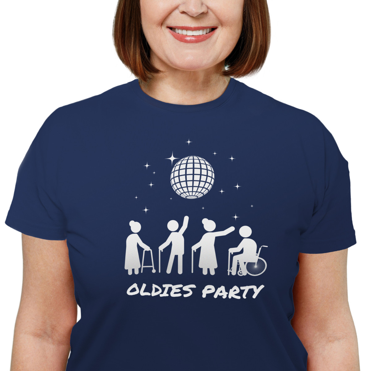 2+1 | Dámske tričko s potlačou “Oldies party” | Darček k narodeninám, sviatku, výročiu | Darček pre mužov, ženu | Vtipné tričko | 100% bavlna
