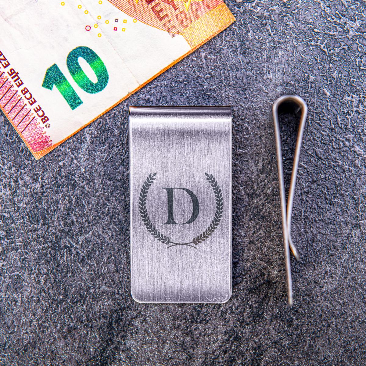 Spona na peniaze s gravírovaním | Originálny darček s menom, iniciály k narodeninám, sviatku, výročie | personalizovaný darček pre mužov, ženu