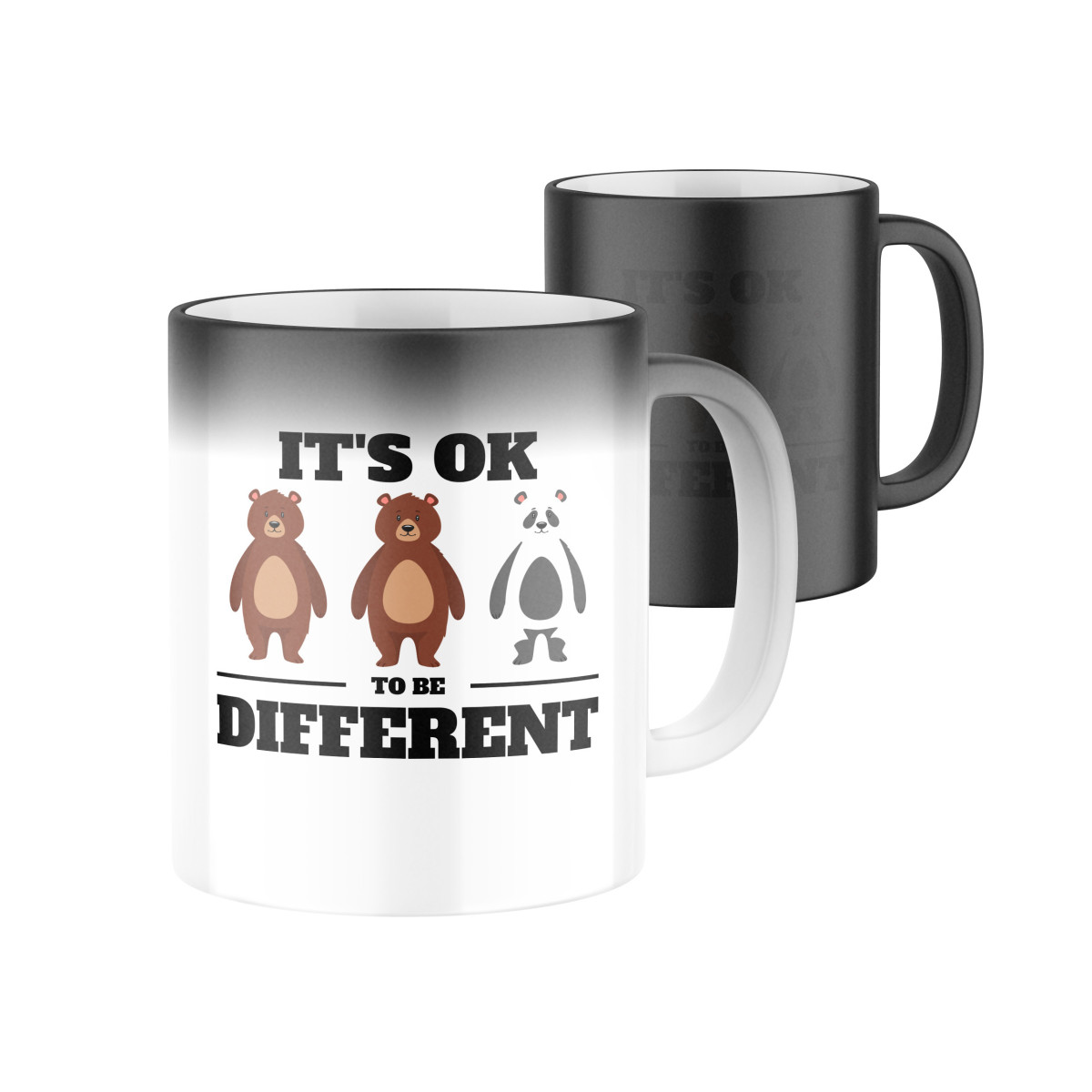 2+1 | Magický keramický hrnček s potlačou It's ok to be different | Darček pre mužov, ženu k narodeninám, sviatku, výročie | vtipný darček s potlačou