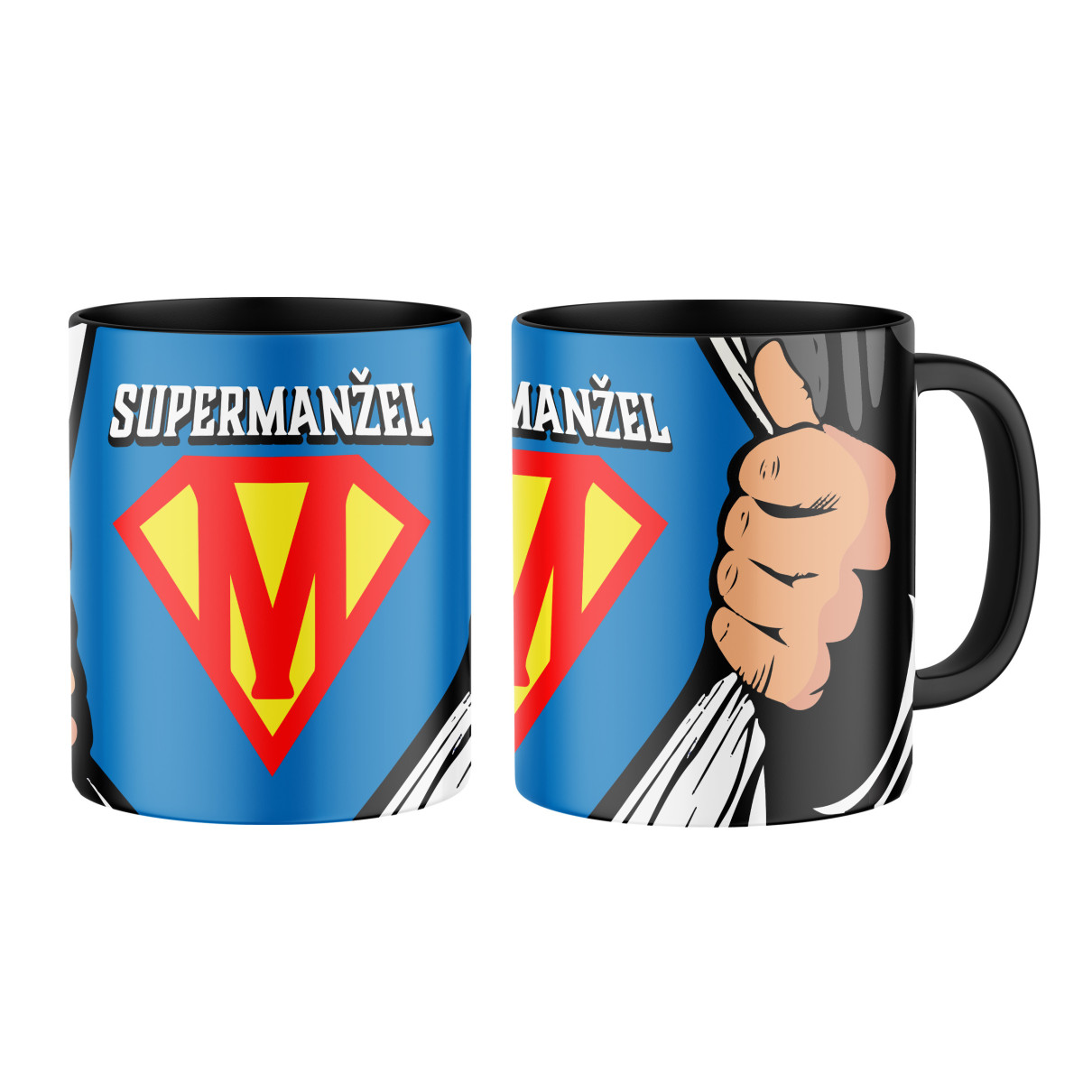 2+1 | Keramický hrnček s potlačou Supermanžel - celopotlač | Darček pre mužov, ženu k narodeninám, sviatku, výročie | vtipný darček s potlačou | fotod