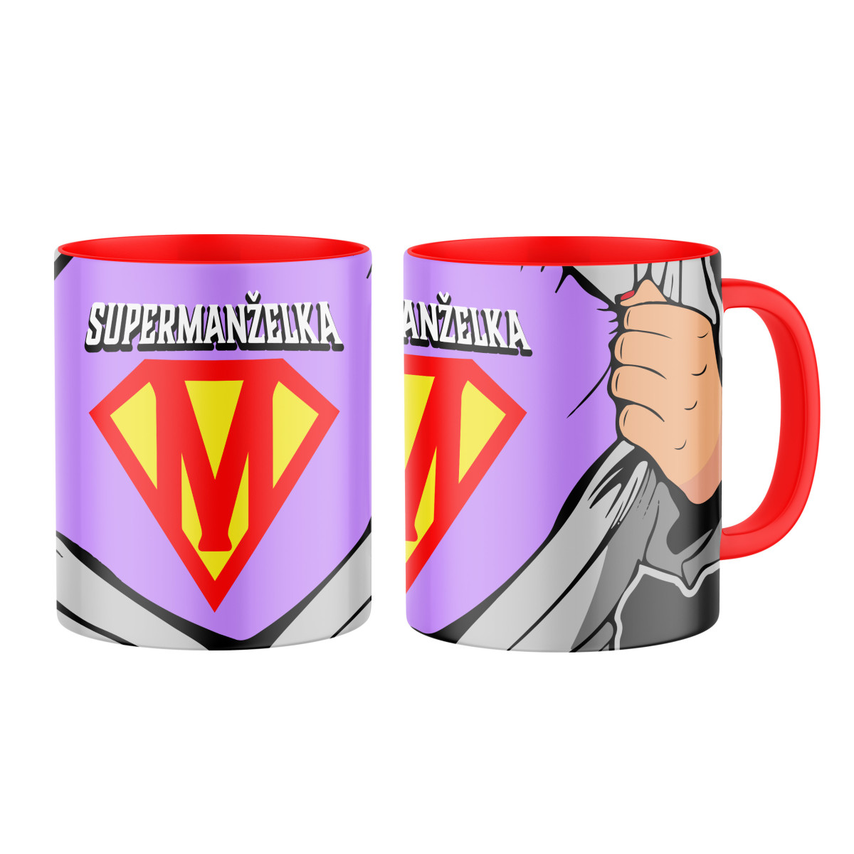 2+1 | Keramický hrnček s potlačou Supermanželka - celopotlač | Darček pre mužov, ženu k narodeninám, sviatku, výročie | vtipný darček s potlačou | fot