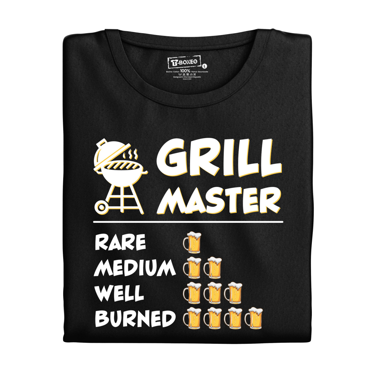 2+1 | Pánske tričko s potlačou Grill master + beer | Darček k narodeninám, sviatku, výročiu | Darček pre mužov, ženu | Vtipné tričko | 100% bavlna