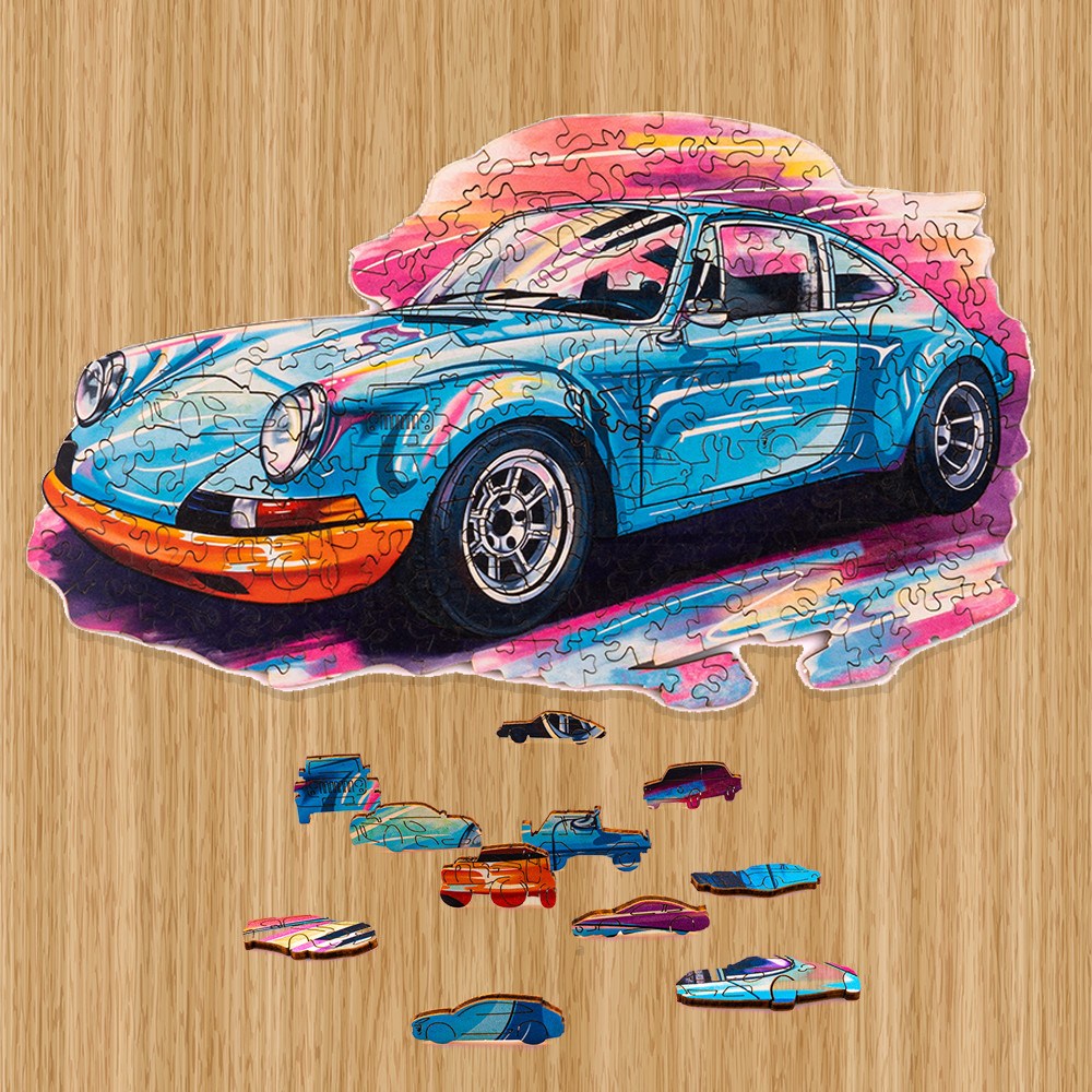 Drevené kreatívne puzzle Športové auto | Drevené 3d puzzle, jigsaw puzzle | darček pre chlapcov, dievčatá, mužov, ženy, deti, k narodeninám, sviatku