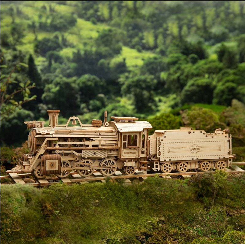 Drevený model parnej lokomotívy | Drevená stavebnica, 3d puzzle | darček pre chlapcov, dievčatá, mužov, ženy, deti, k narodeninám, sviatku