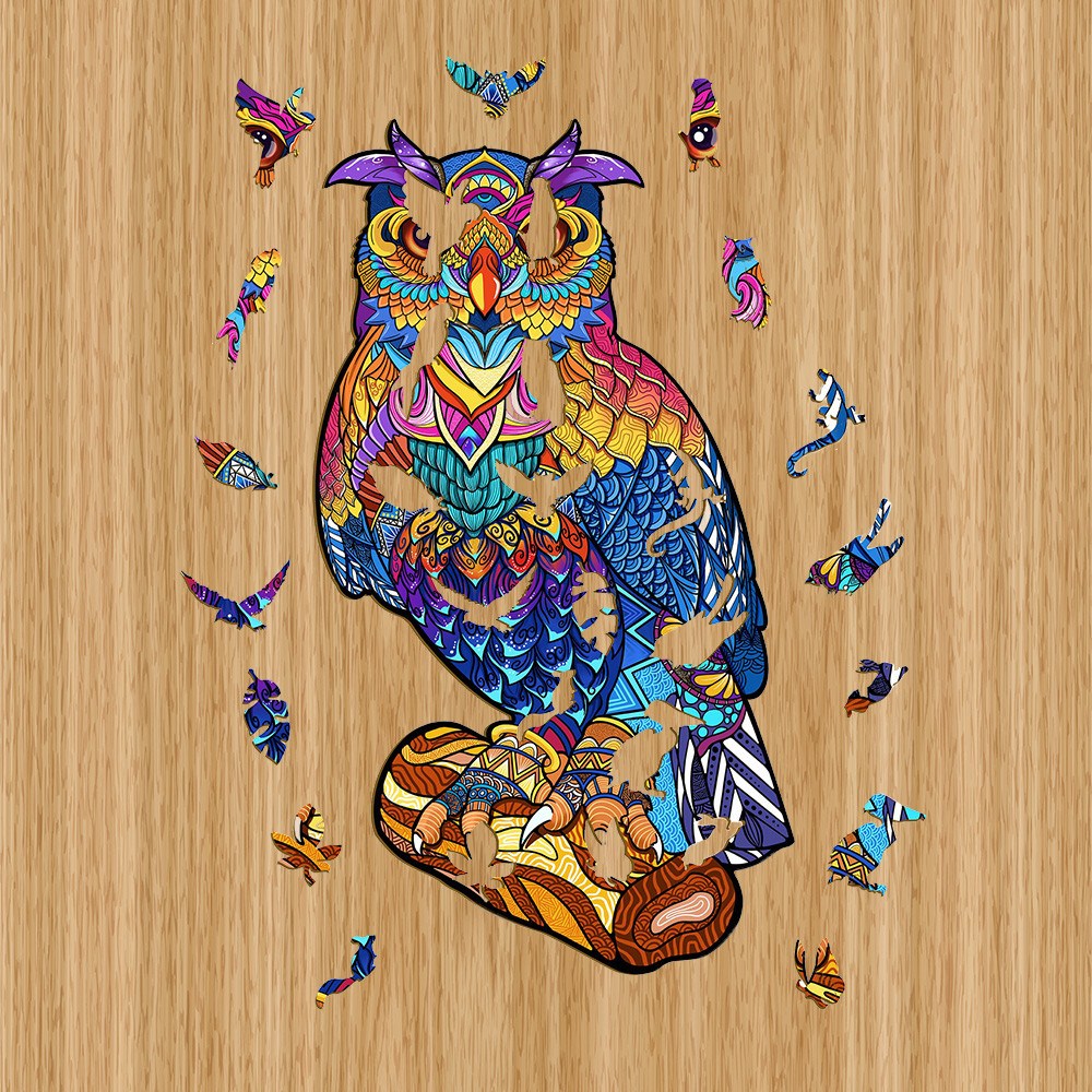Drevené kreatívne puzzle Sova | Drevené 3d puzzle, jigsaw puzzle | darček pre chlapcov, dievčatá, mužov, ženy, deti, k narodeninám, sviatku