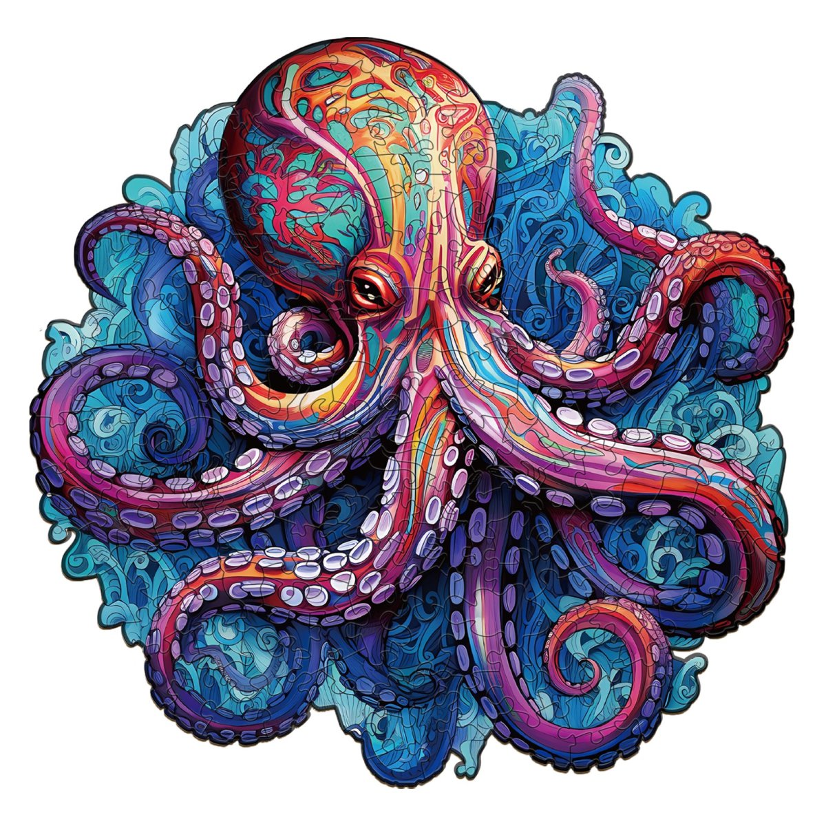 Drevené kreatívne puzzle - Obria chobotnica | Drevené 3d puzzle, jigsaw puzzle | darček pre chlapcov, dievčatá, mužov, ženy, deti, k narodeninám, svia