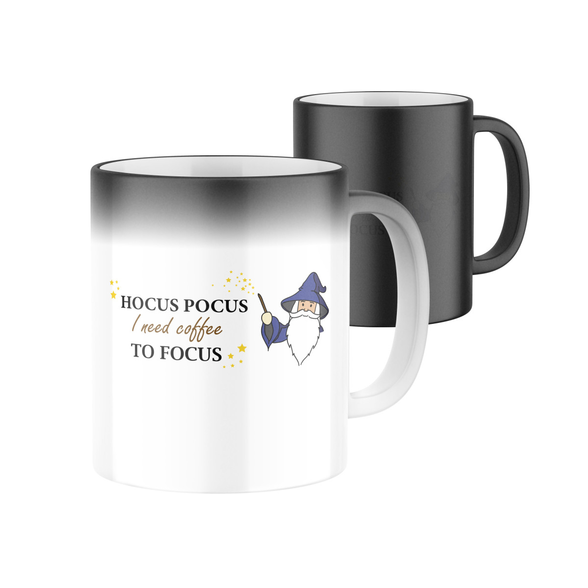 2+1 | Magický keramický hrnček s potlačou Hocus pocus, I need coffee to focus | Darček pre mužov, ženu k narodeninám, sviatku, výročie | vtipný darček
