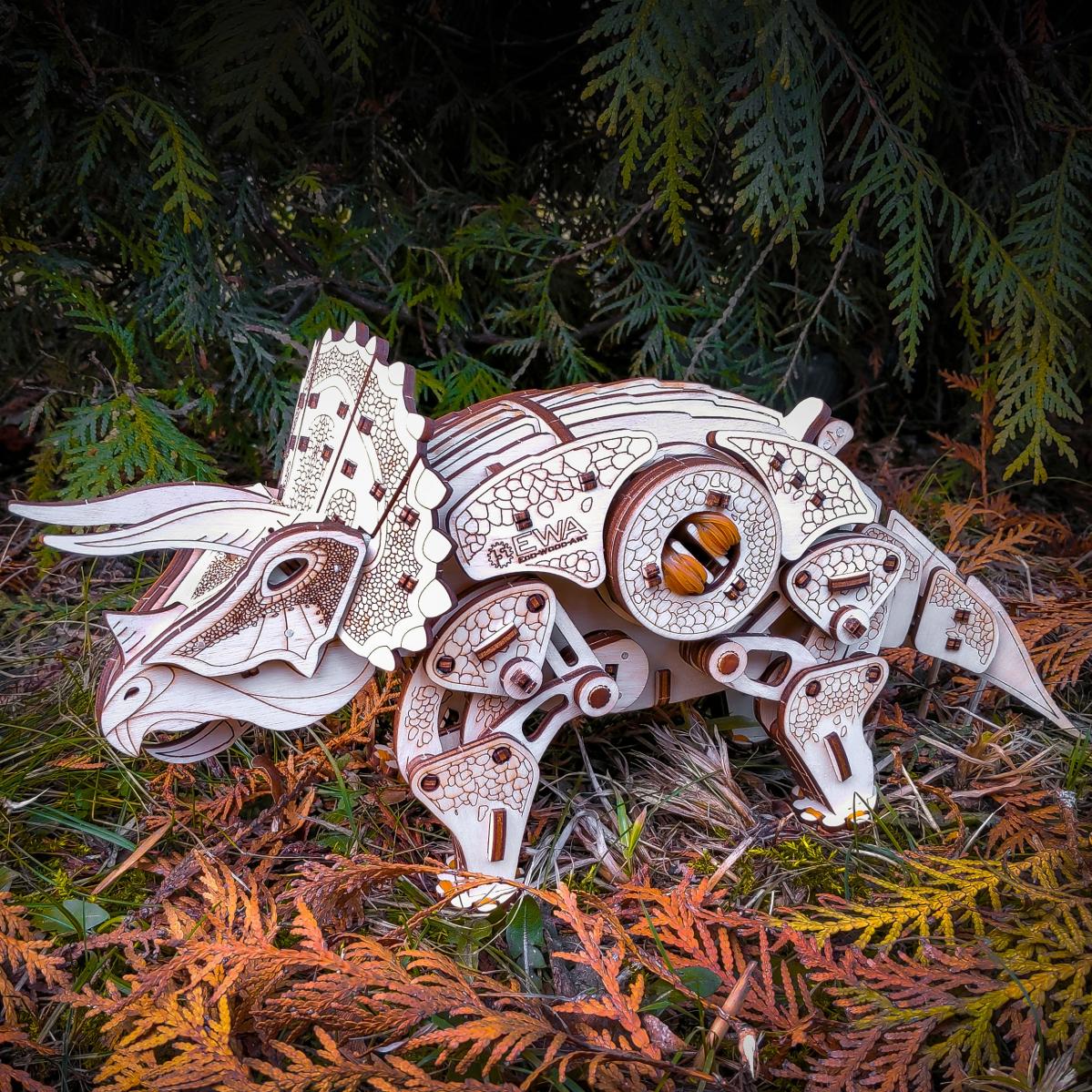 3D stavebnica Triceratops | Drevená stavebnica, 3d puzzle | darček pre chlapcov, dievčatá, mužov, ženy, deti, k narodeninám, sviatku