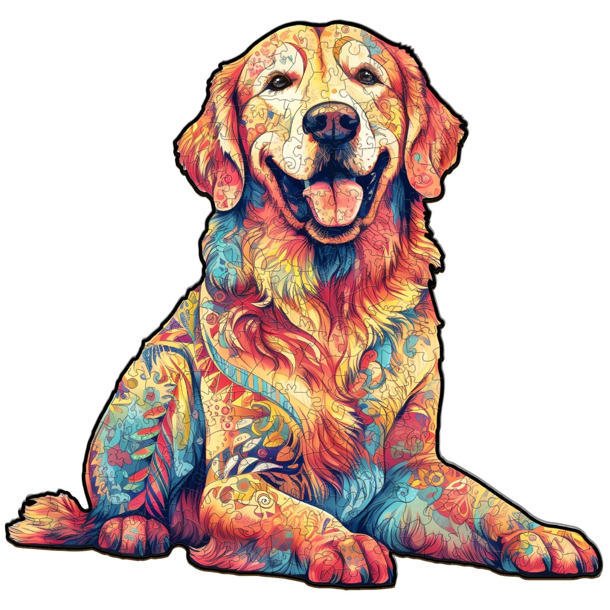 Drevené kreatívne puzzle - Zlatý retriever | Drevené 3d puzzle, jigsaw puzzle | darček pre chlapcov, dievčatá, mužov, ženy, deti, k narodeninám, sviat