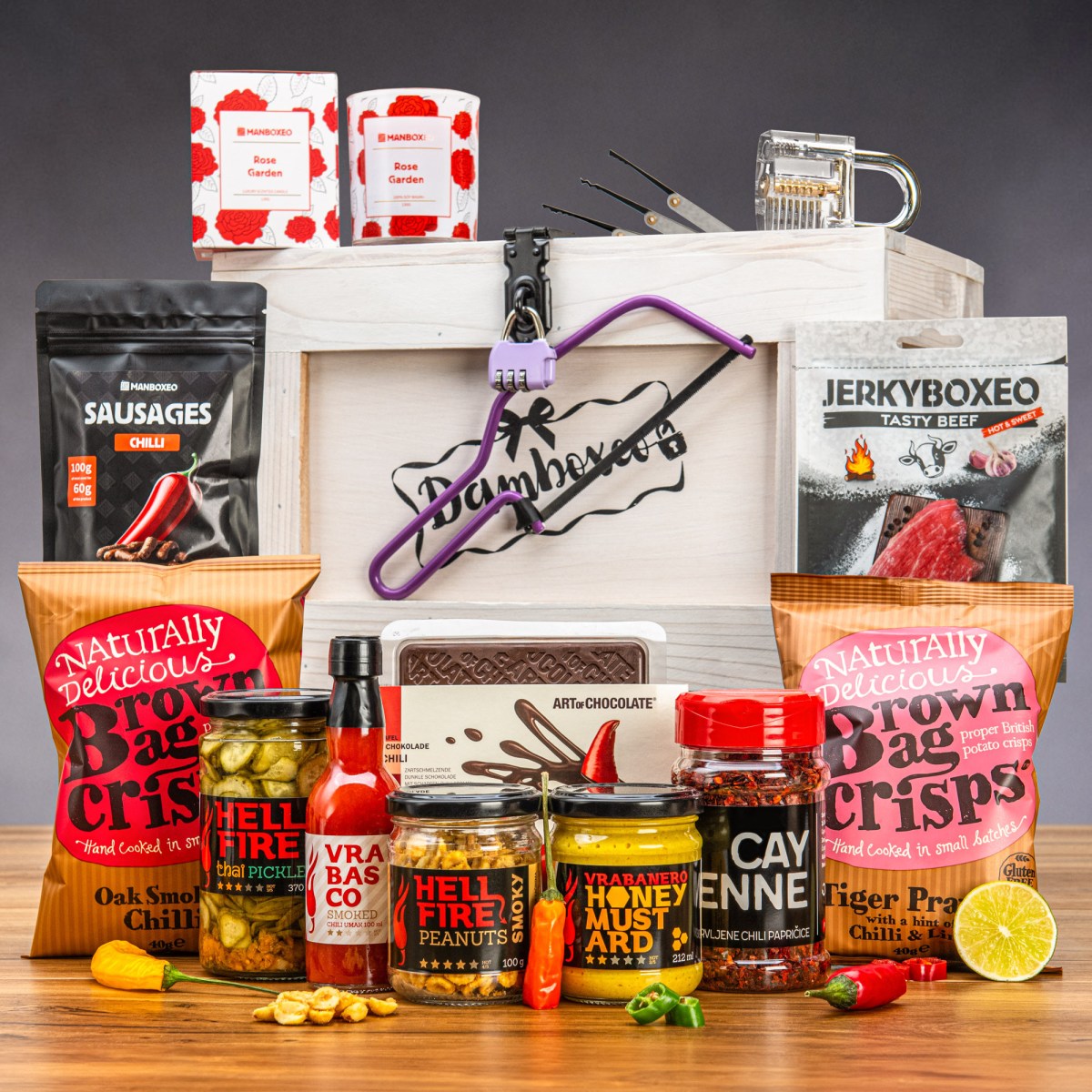 Darčeková Truhlica plná chilli | Darček pro mamu, ženu, kamaratku, babku | Darček k narodeninám | Darčekový mystery box, kôš