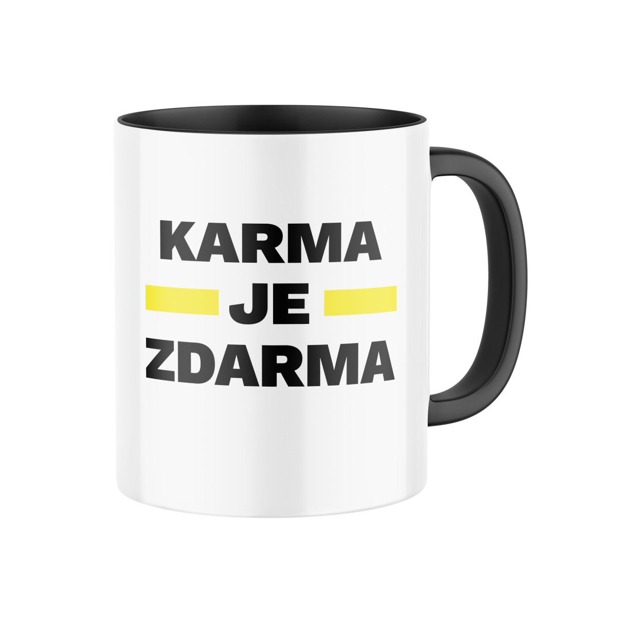 2+1 | Keramický hrnček s potlačou Karma je zdarma | Darček pre mužov, ženu k narodeninám, sviatku, výročie | vtipný darček s potlačou | fotodarček