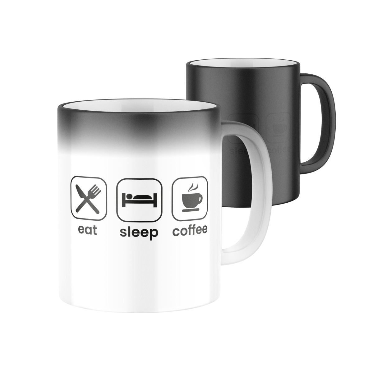 2+1 | Magický keramický hrnček s potlačou Eat, sleep, coffee | Darček pre mužov, ženu k narodeninám, sviatku, výročie | vtipný darček s potlačou | fot