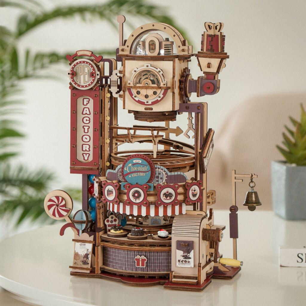 3D drevená stavebnica – Guličková dráha továreň na čokoládu | Drevená stavebnica, 3d puzzle | darček pre chlapcov, dievčatá, mužov, ženy, deti, k naro