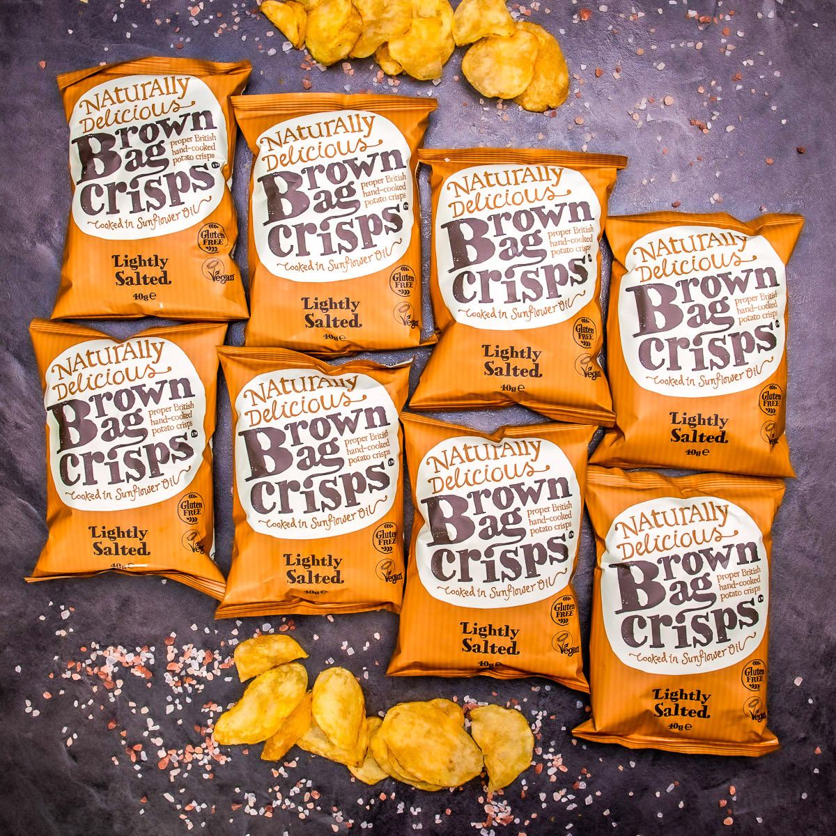 20× Chrumkavé, jemne solené a ručne vyrábané Brown Bag Crisps 40 g