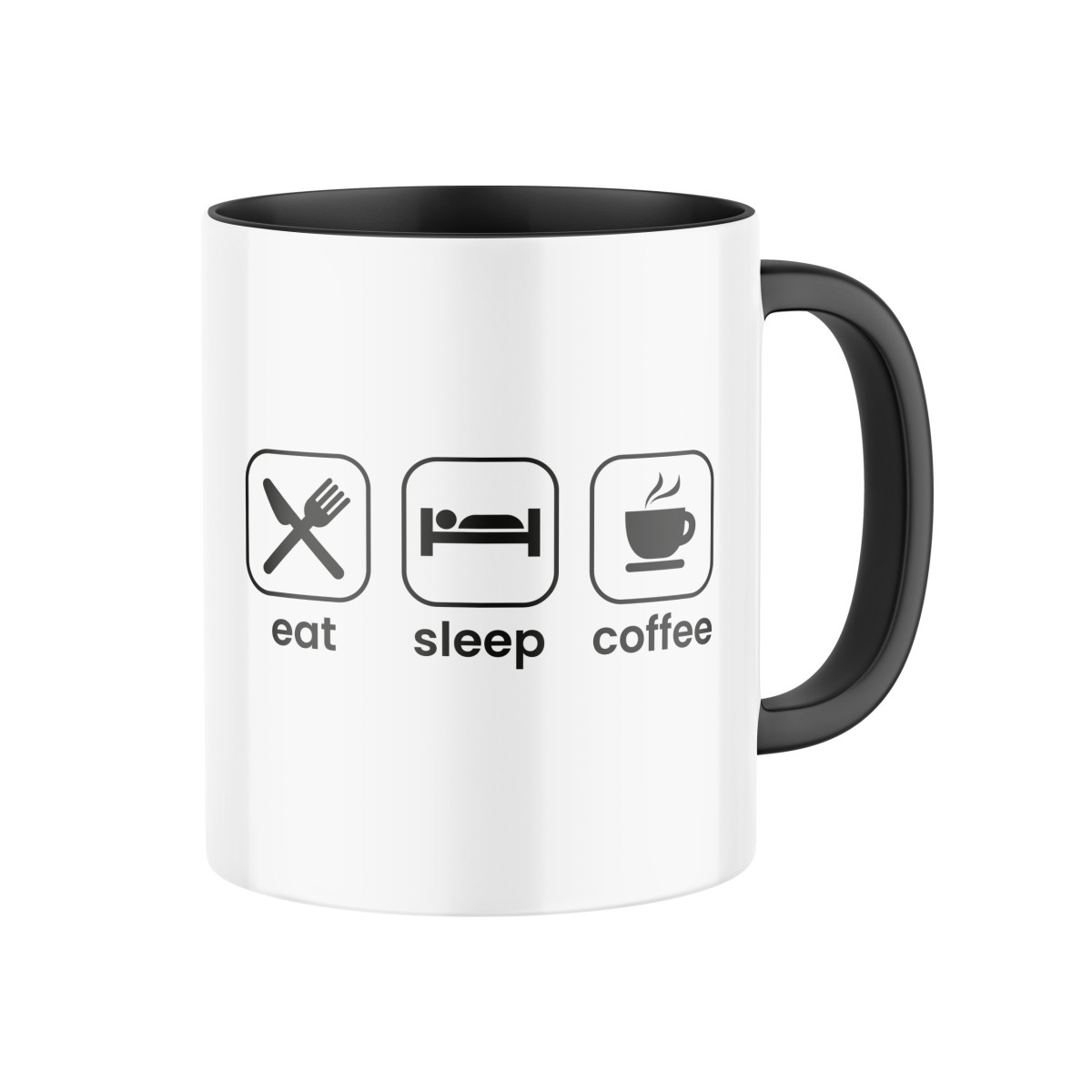2+1 | Keramický hrnček s potlačou Eat, sleep, coffee | Darček pre mužov, ženu k narodeninám, sviatku, výročie | vtipný darček s potlačou | fotodarček