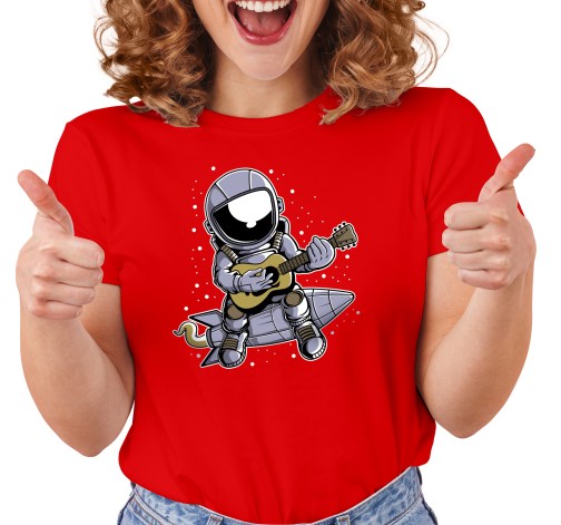 E-shop Dámske tričko s potlačou "Astronaut na rakete s gitarou"