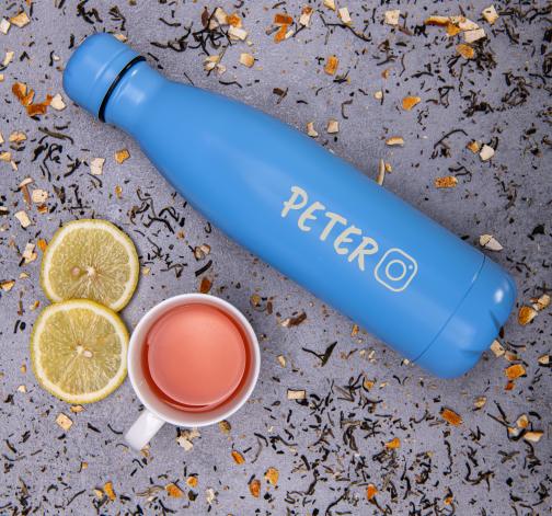 E-shop Termoska z nerezovej ocele - svetlo modrá s gravírovaním 350 ml