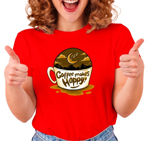 E-shop Dámske tričko s potlačou "Coffee Makes Happy"