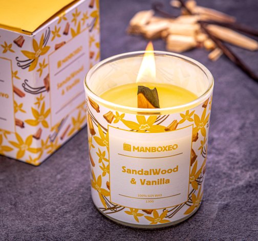 E-shop Sviečka v skle retro - Santalové drevo & Vanilka 130 g
