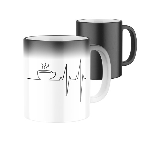 E-shop Magický keramický hrnček s potlačou Srdcový tep – káva