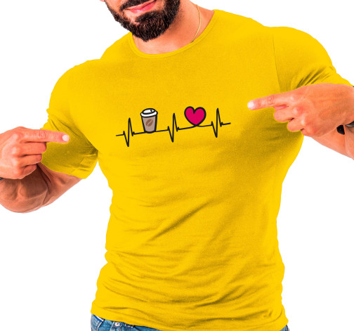 E-shop Pánske tričko s potlačou "Tlkot srdca - káva to go"
